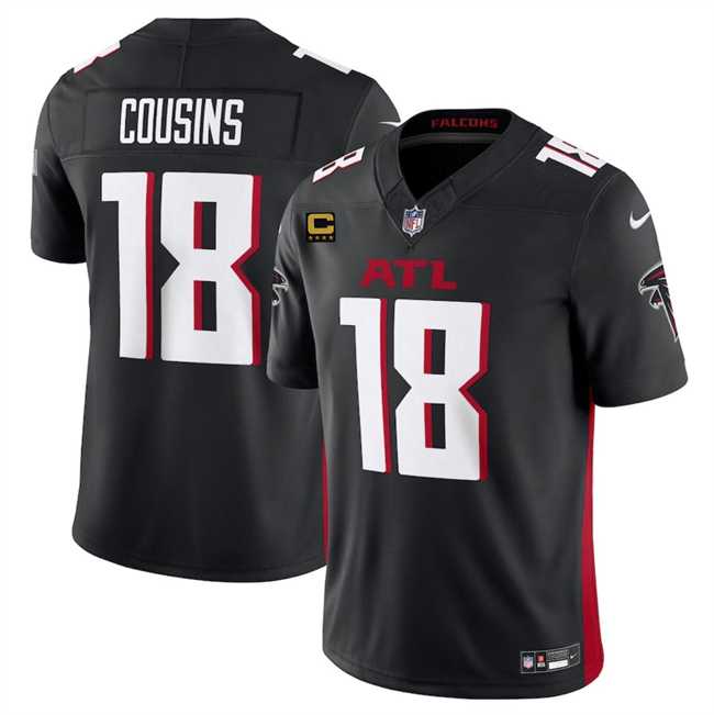 Men & Women & Youth Atlanta Falcons #18 Kirk Cousins Black 2024 F.U.S.E With 4-Star C Patch Vapor Untouchable Limited Stitched Jersey